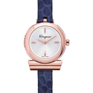 New In Box Salvatore Ferragamo Blue & Rose Gold Stainless Steel Women's Watch